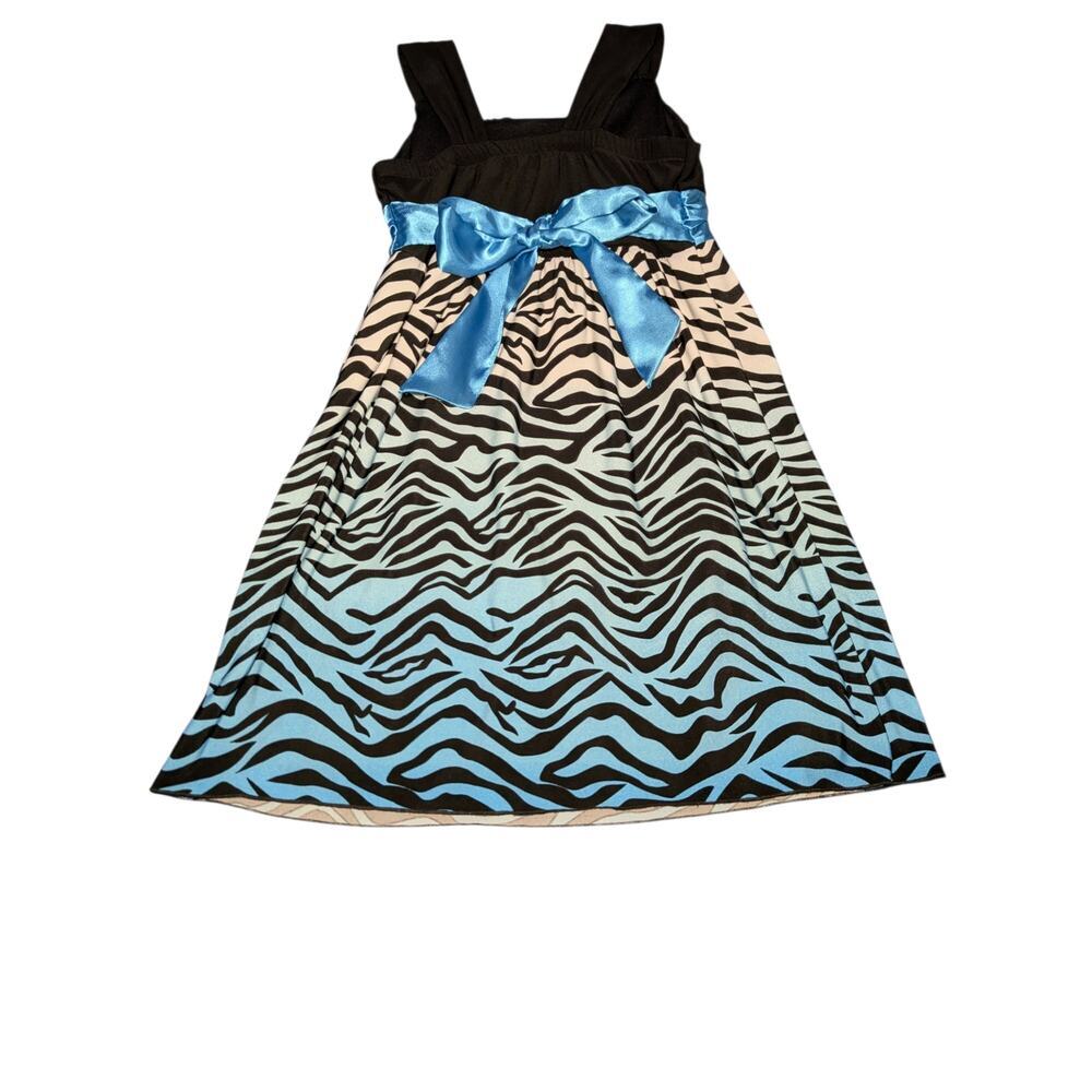 Rare Editions Girls Black & Blue Ombre Zebra Stripe Empire Waist Dress Size 7/8 - Picture 8 of 12